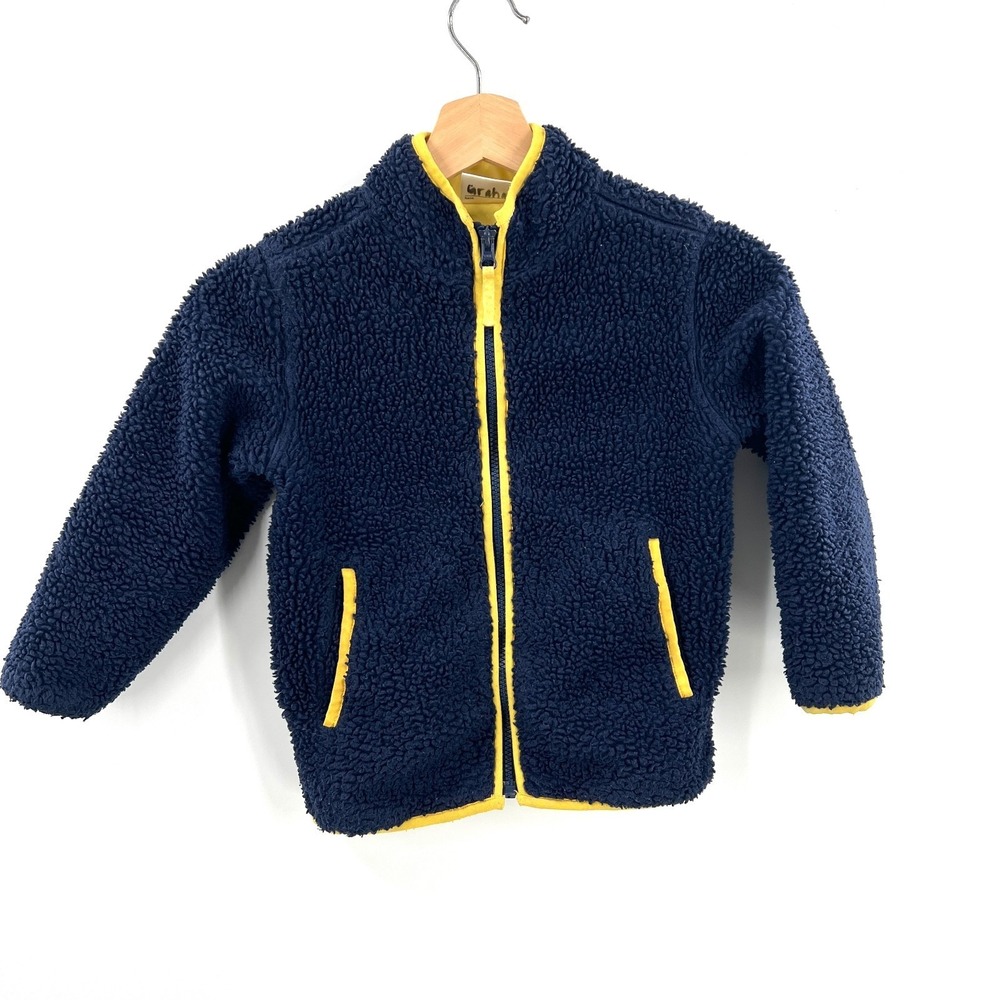 Hanna Andersson blue sherpa fleece full zip jacket play condition 110 5